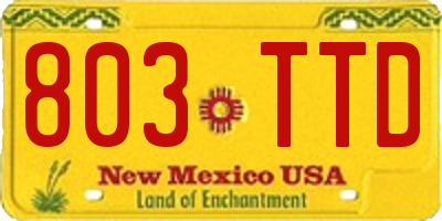 NM license plate 803TTD
