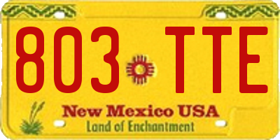 NM license plate 803TTE