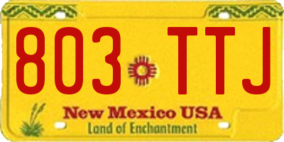 NM license plate 803TTJ