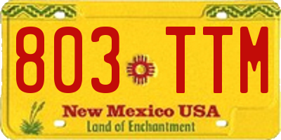 NM license plate 803TTM