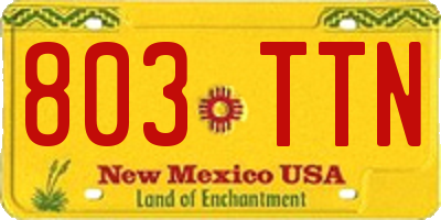 NM license plate 803TTN
