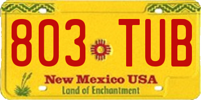 NM license plate 803TUB