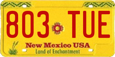 NM license plate 803TUE