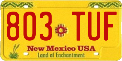 NM license plate 803TUF