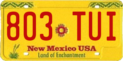 NM license plate 803TUI