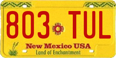 NM license plate 803TUL