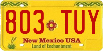 NM license plate 803TUY