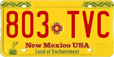 NM license plate 803TVC