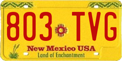 NM license plate 803TVG