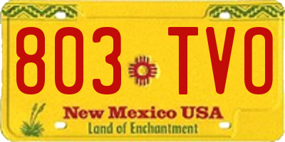 NM license plate 803TVO