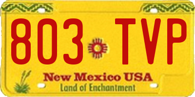 NM license plate 803TVP