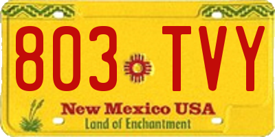 NM license plate 803TVY