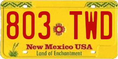 NM license plate 803TWD