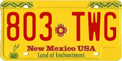 NM license plate 803TWG