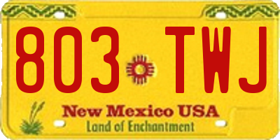 NM license plate 803TWJ