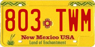NM license plate 803TWM