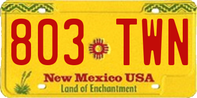 NM license plate 803TWN