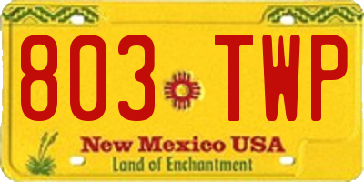 NM license plate 803TWP