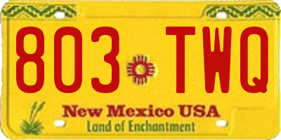 NM license plate 803TWQ