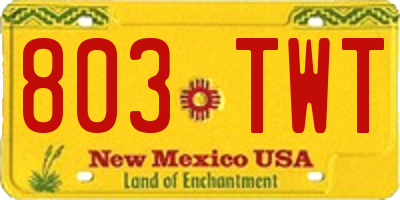 NM license plate 803TWT