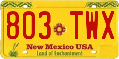 NM license plate 803TWX