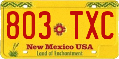 NM license plate 803TXC