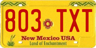 NM license plate 803TXT
