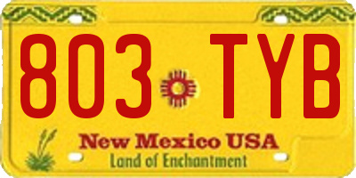NM license plate 803TYB