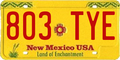 NM license plate 803TYE