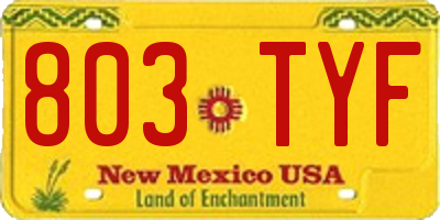 NM license plate 803TYF