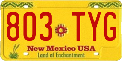 NM license plate 803TYG