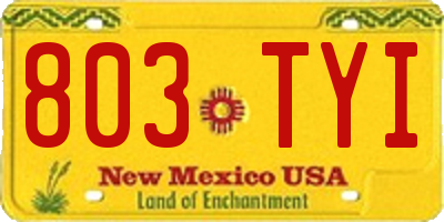 NM license plate 803TYI
