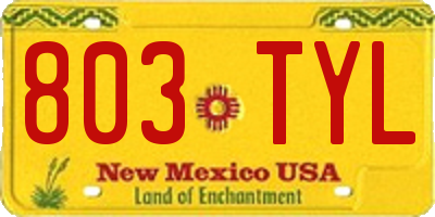NM license plate 803TYL