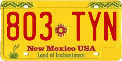 NM license plate 803TYN