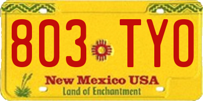 NM license plate 803TYO