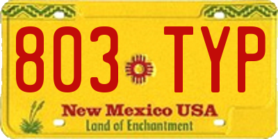 NM license plate 803TYP