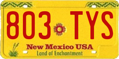 NM license plate 803TYS