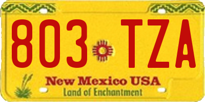 NM license plate 803TZA