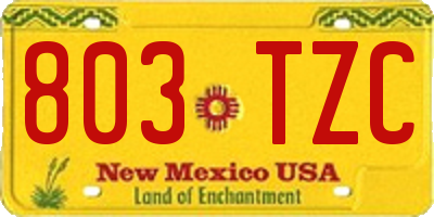 NM license plate 803TZC