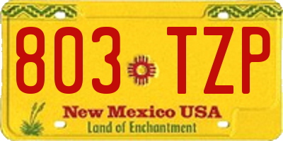 NM license plate 803TZP