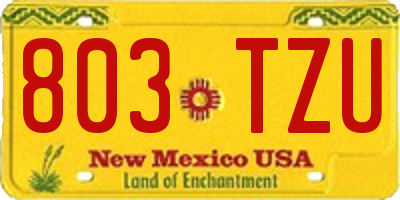 NM license plate 803TZU