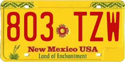 NM license plate 803TZW