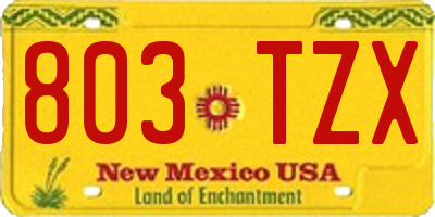 NM license plate 803TZX