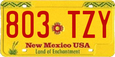 NM license plate 803TZY