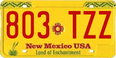 NM license plate 803TZZ