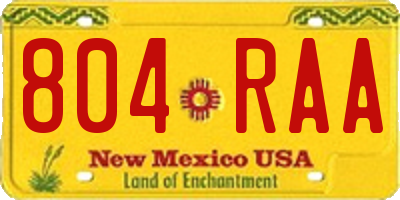 NM license plate 804RAA