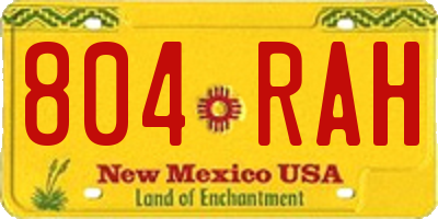 NM license plate 804RAH