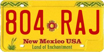 NM license plate 804RAJ