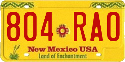 NM license plate 804RAO