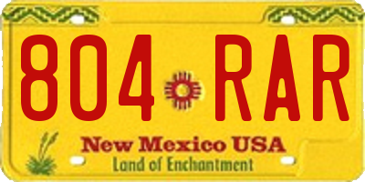 NM license plate 804RAR